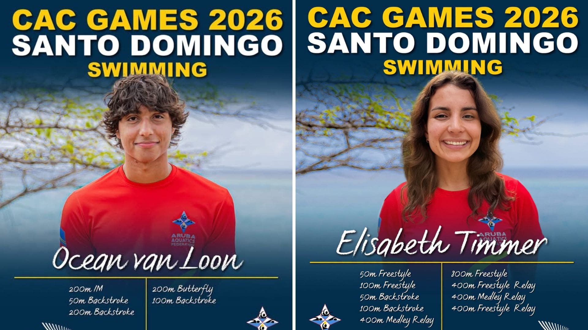 Two Stingray Swimmers to Represent Aruba at 2026 Central American & Caribbean Games