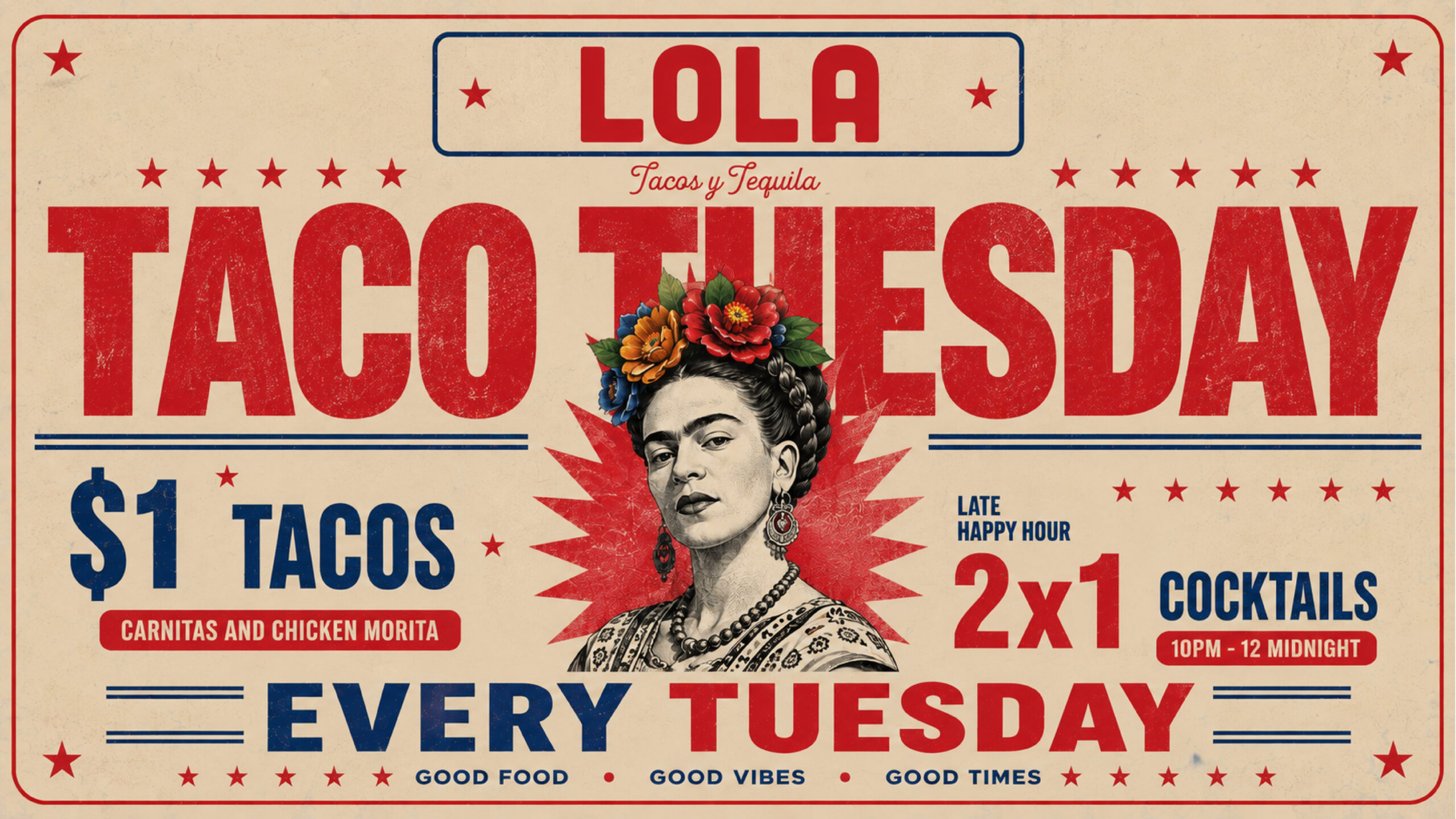 Taco Tuesday Deal at LOLA Taqueria in Palm Beach, Aruba