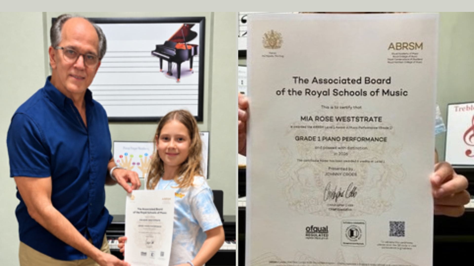 Aruba's Mia Weststrate Earns Top Distinction in ABRSM Piano Exam